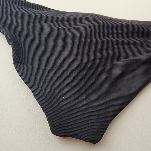 Becca Cheeky Bikini Bottoms Size L Black Fine Line Ribbed American Low Rise Pool - Picture 4 of 7